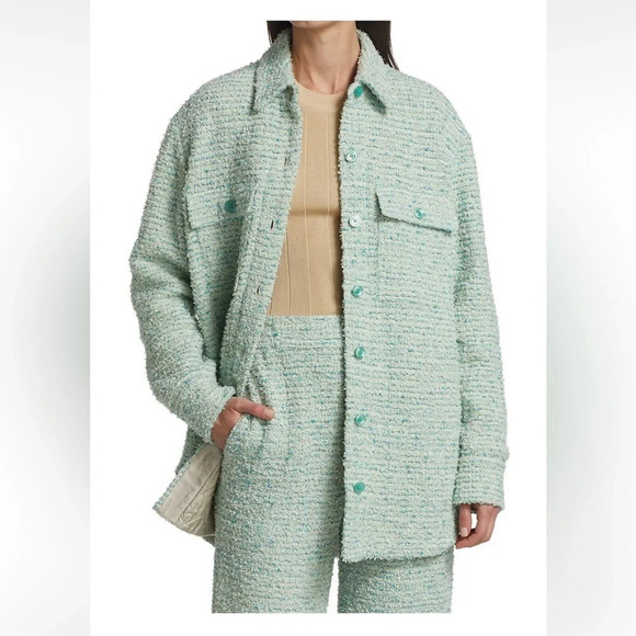 St. John Jackets & Blazers - NWT $1695 St. John Eyelash Slub Tweed Knit Collar Quilted Jacket Shacket S